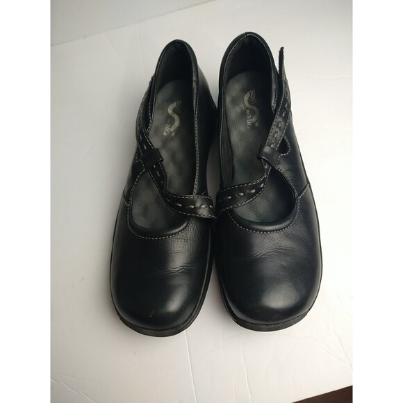 Softwalk Woman Mary Jane Leather 8.5N Black Style S1115-001 Adjustable Flat - Picture 7 of 12